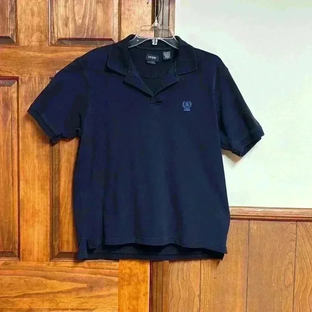 Men's Izod Silk Wash 100% Cotton Navy 3 Button Shirt Size M